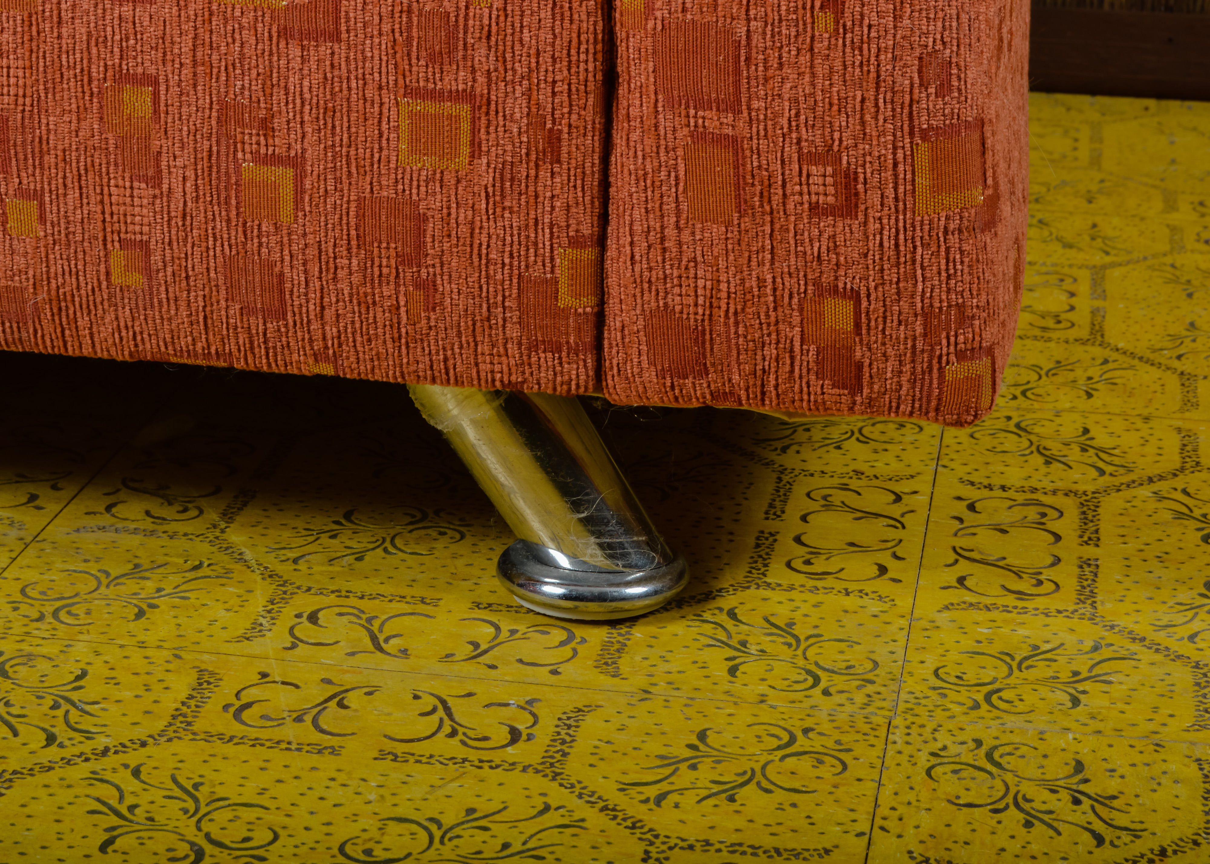 Mid-Century Modern Rust Orange Patterned Club Chair II