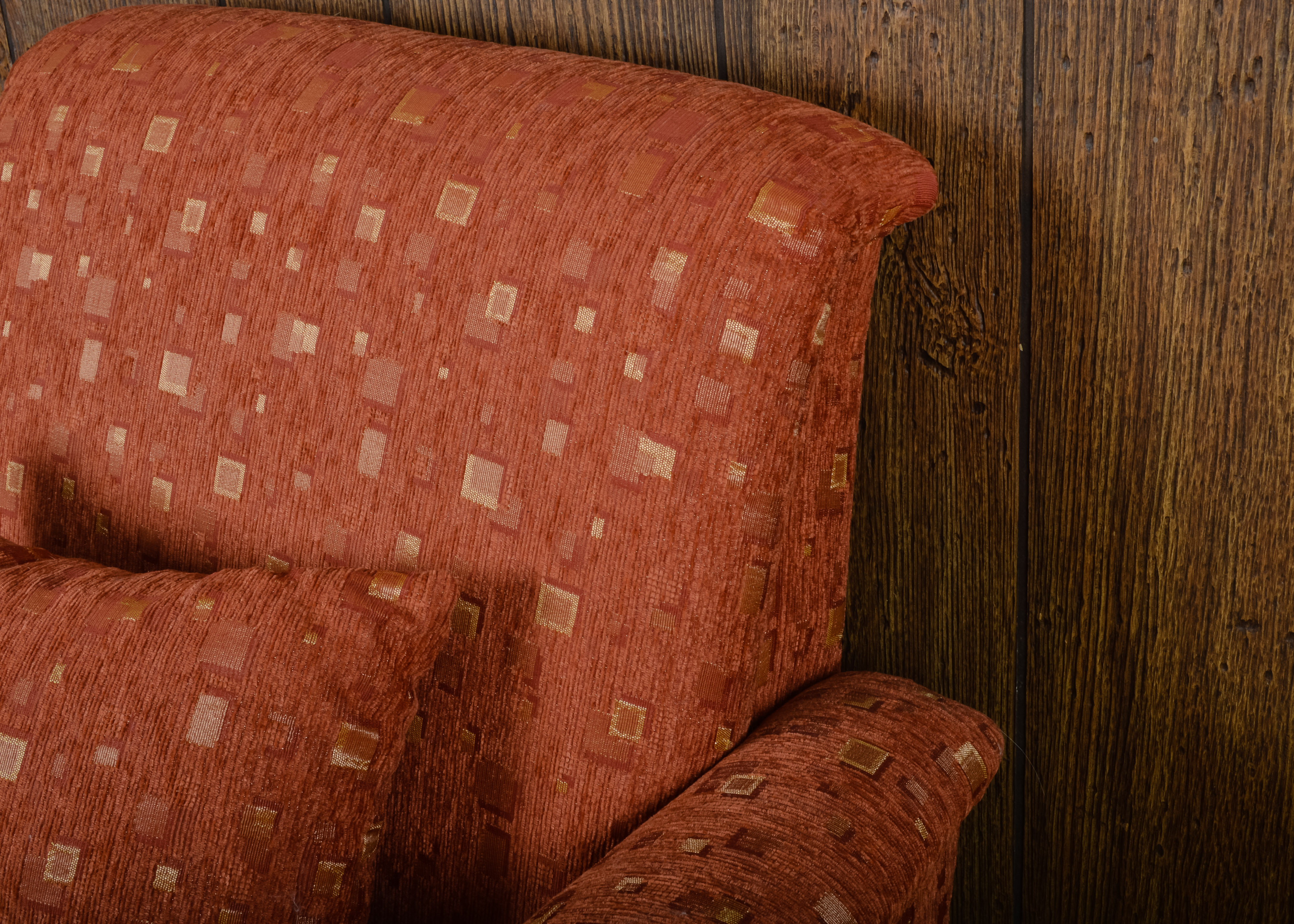 Mid-Century Modern Rust Orange Patterned Club Chair II