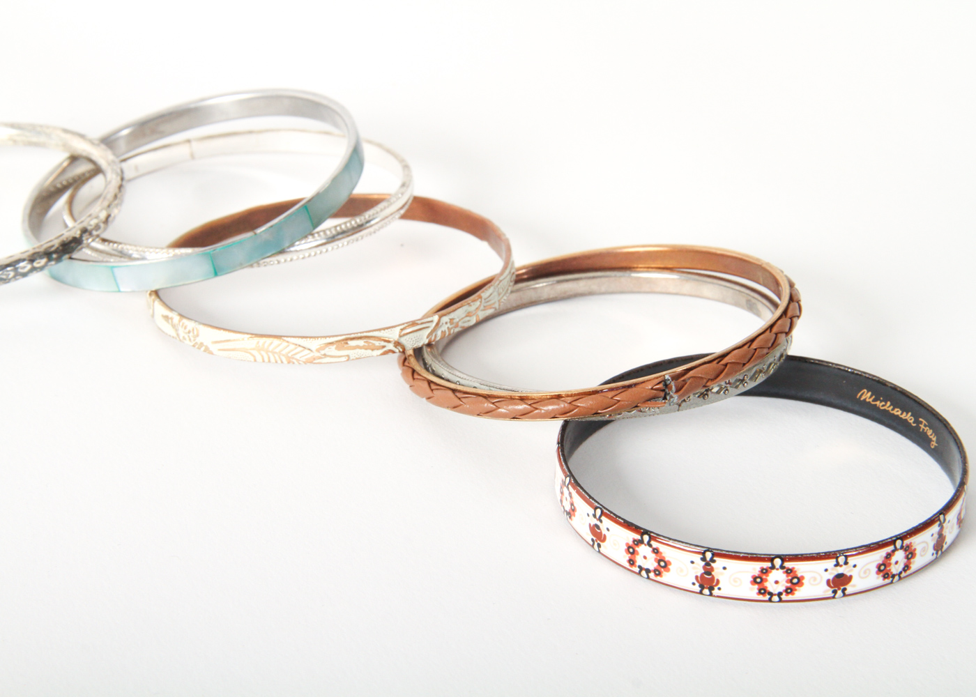 Assortment of Colored Metal Bracelets