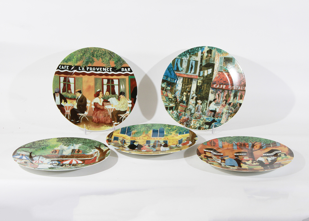 Quintet of Guy Buffet "Marche Provencale GBC" Dinner Plates