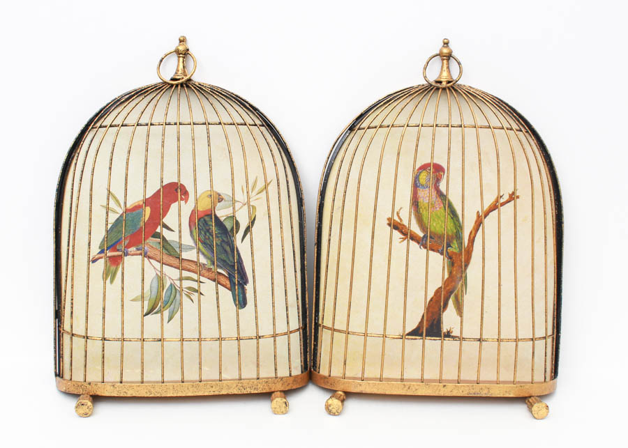 Pair of Decorative Bird Cage Wall Hangs
