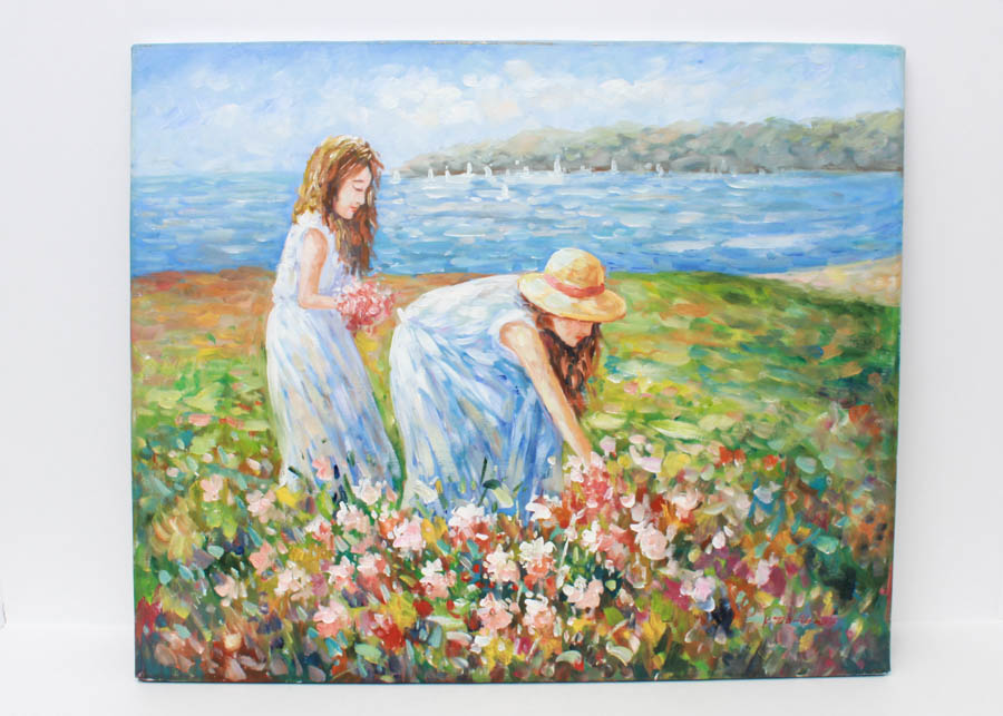 Post-Impressionist-Style Acrylic Waterfront Painting