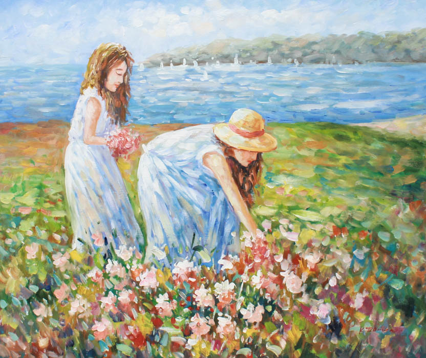 Post-Impressionist-Style Acrylic Waterfront Painting