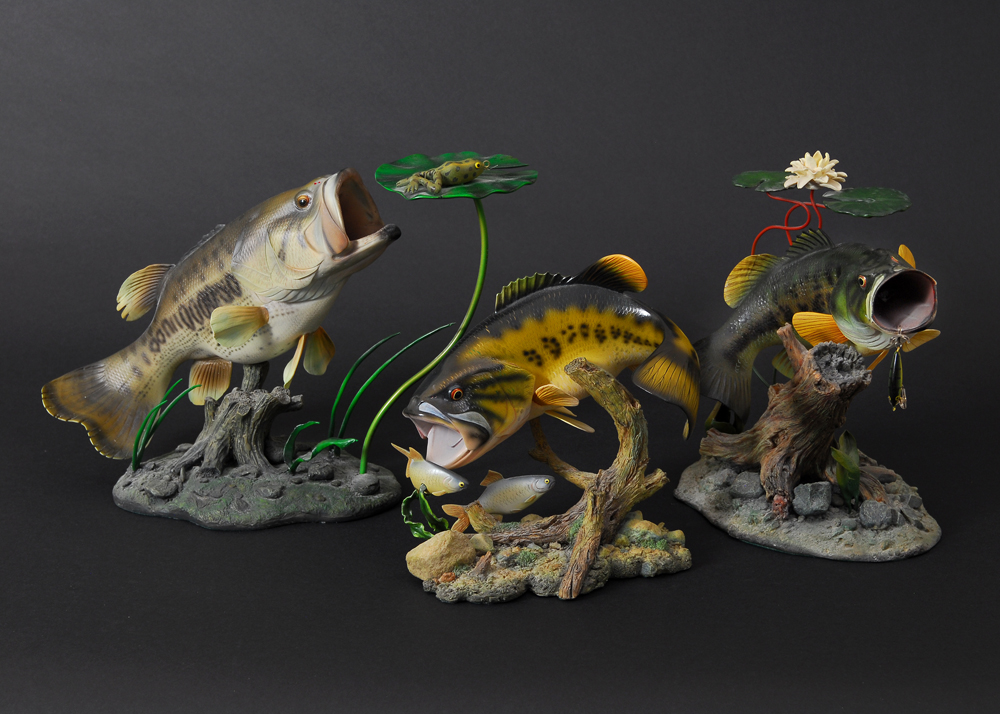 Trio of Danbury Mint George Kruth Bass Sculptures