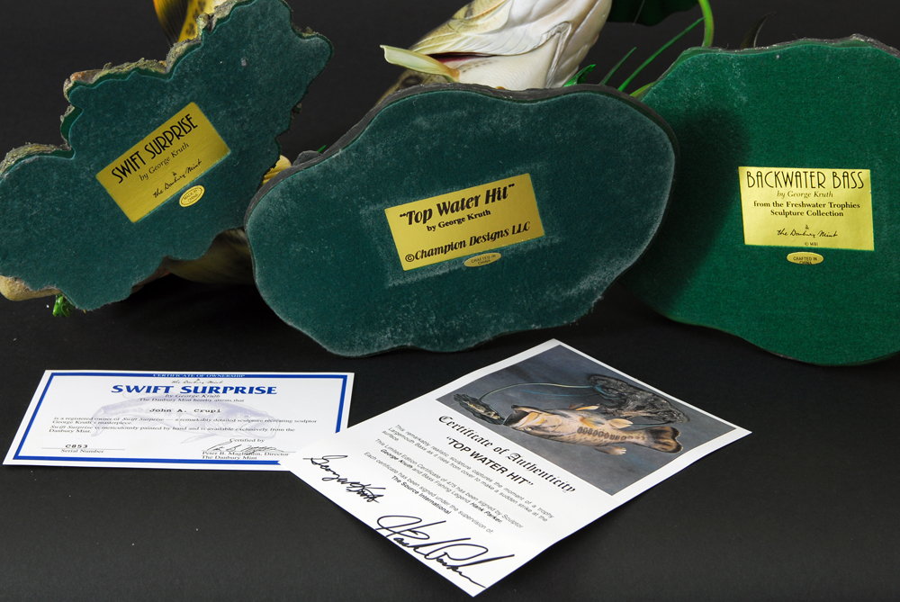 Trio of Danbury Mint George Kruth Bass Sculptures