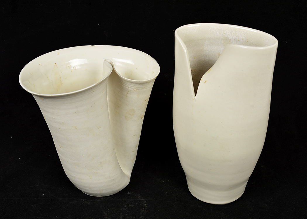 Folded Style Pottery Vase Pair