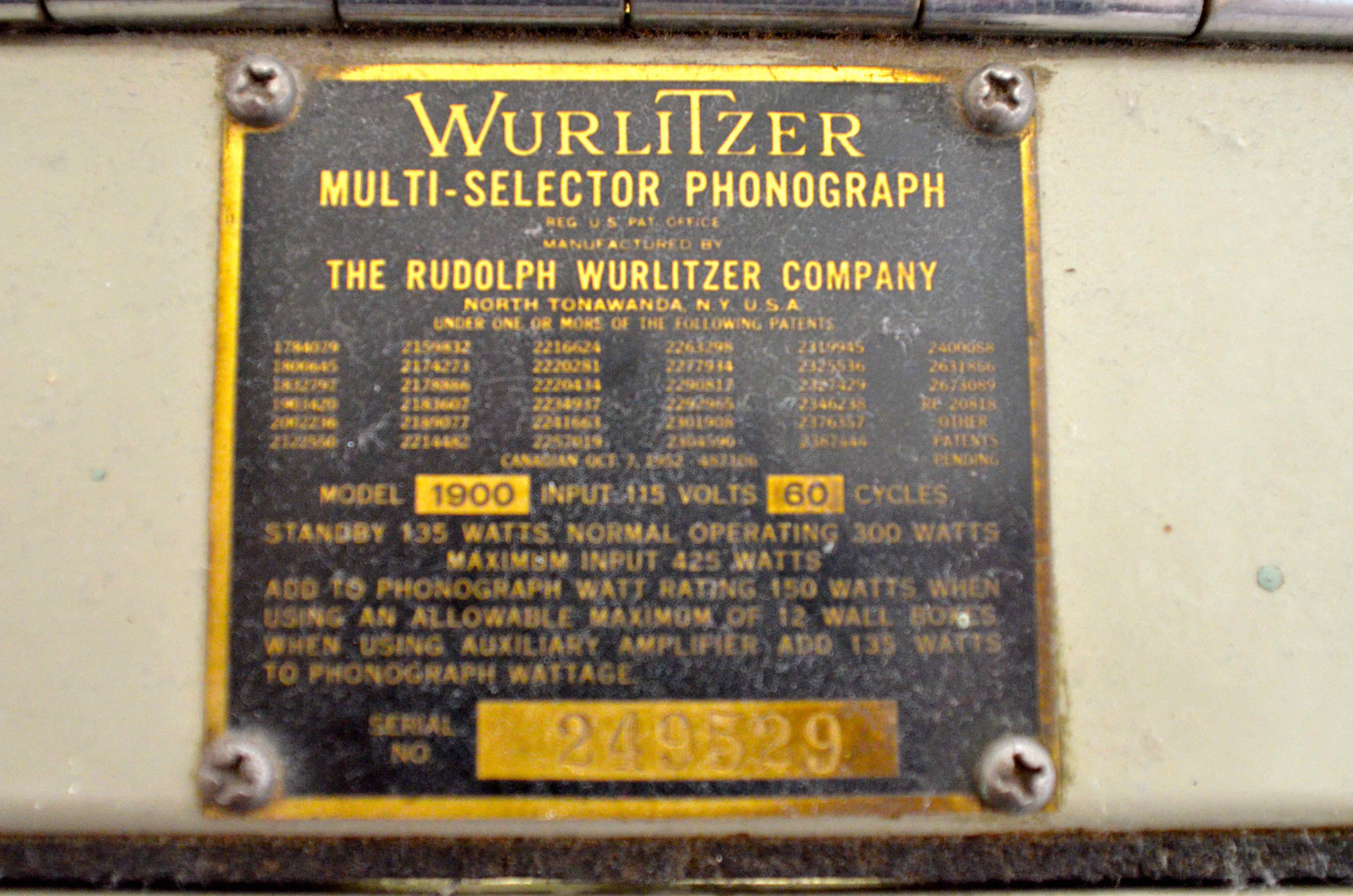 Wurlitzer Multi-Selector Phonograph Jukebox Centennial 1900 Model
