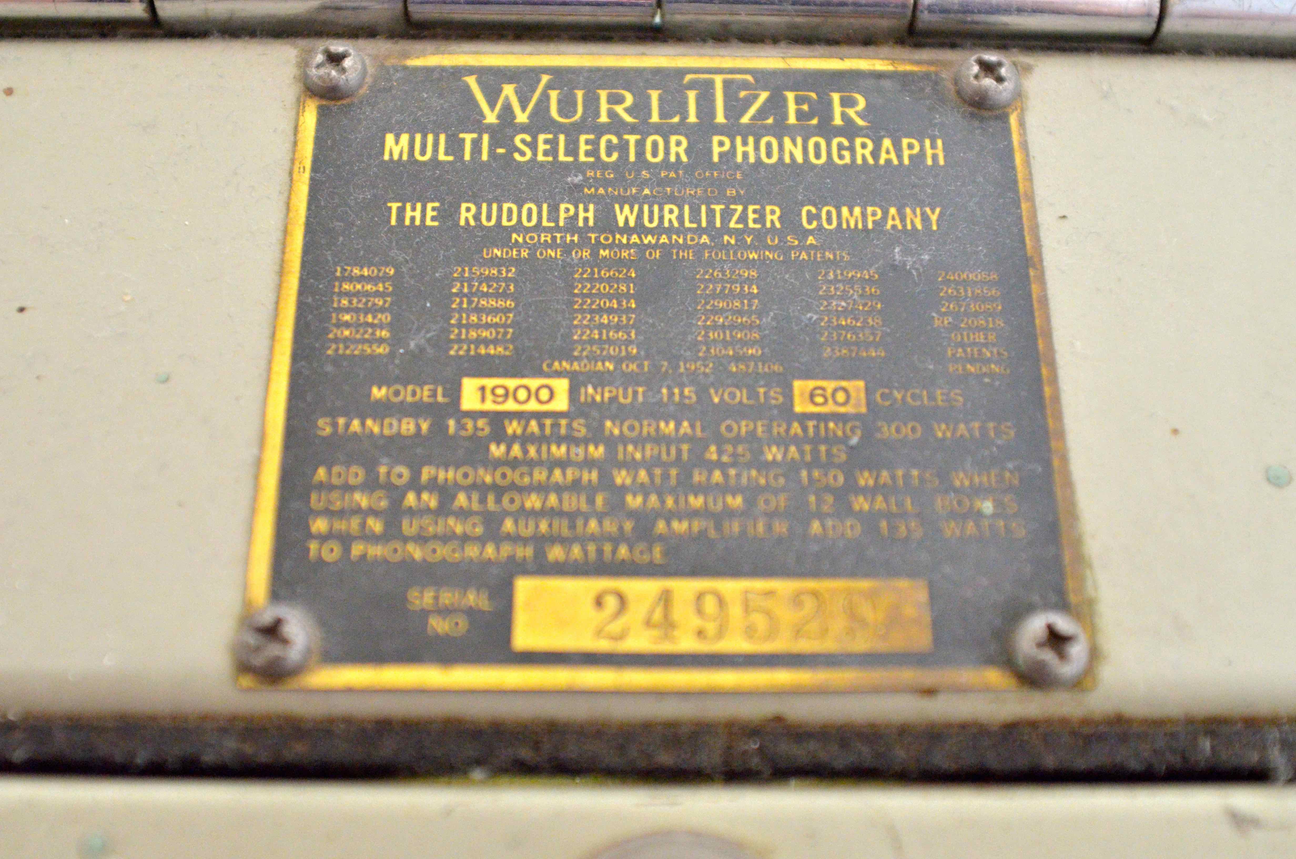 Wurlitzer Multi-Selector Phonograph Jukebox Centennial 1900 Model