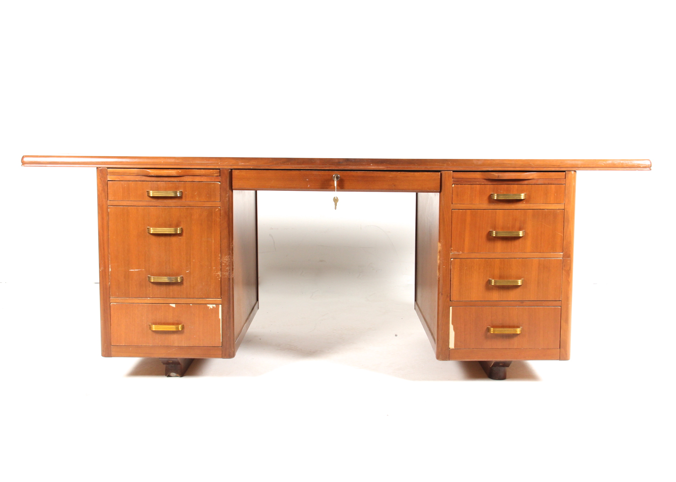 Vintage Leopold Walnut Veneer Executive Desk