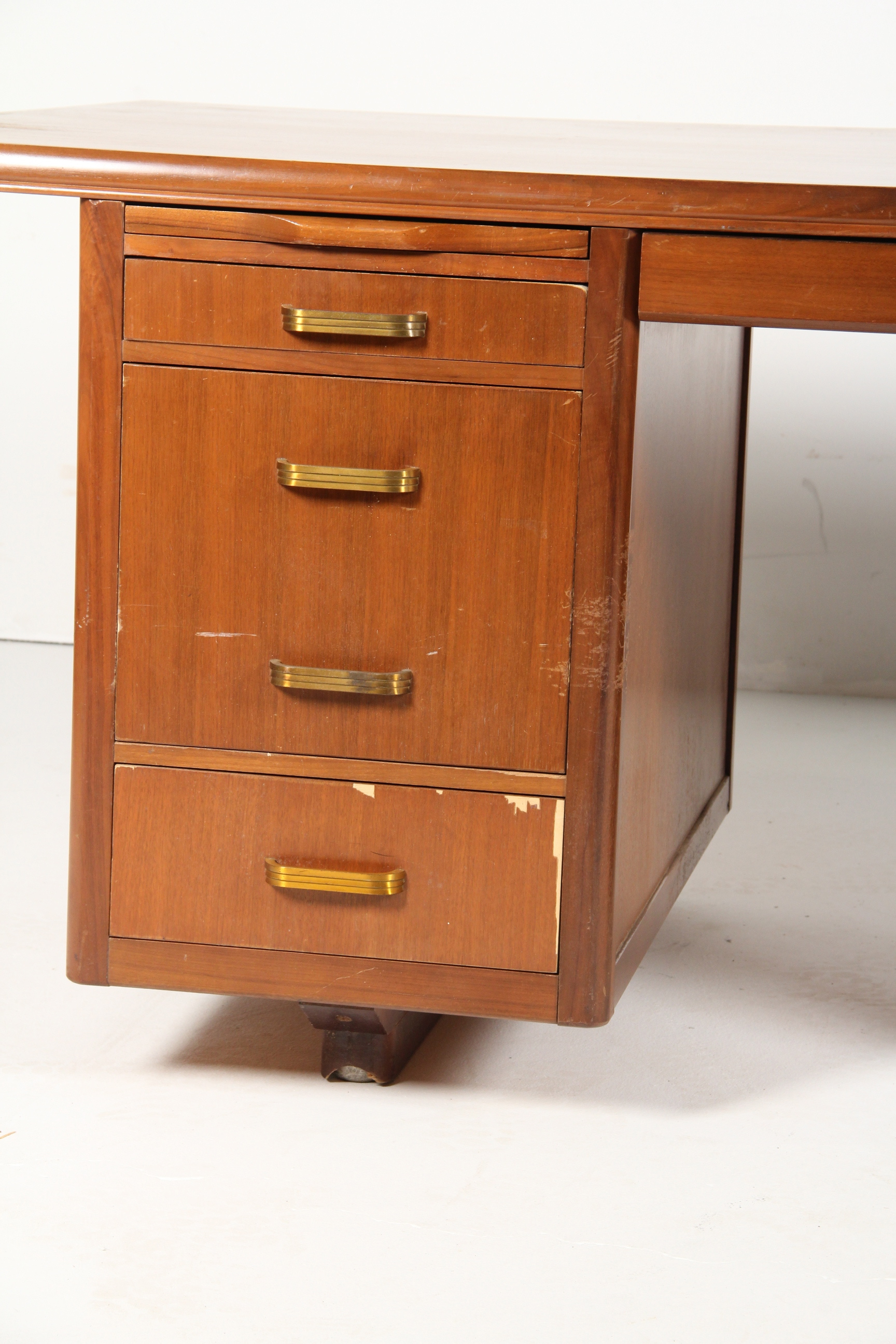 Vintage Leopold Walnut Veneer Executive Desk