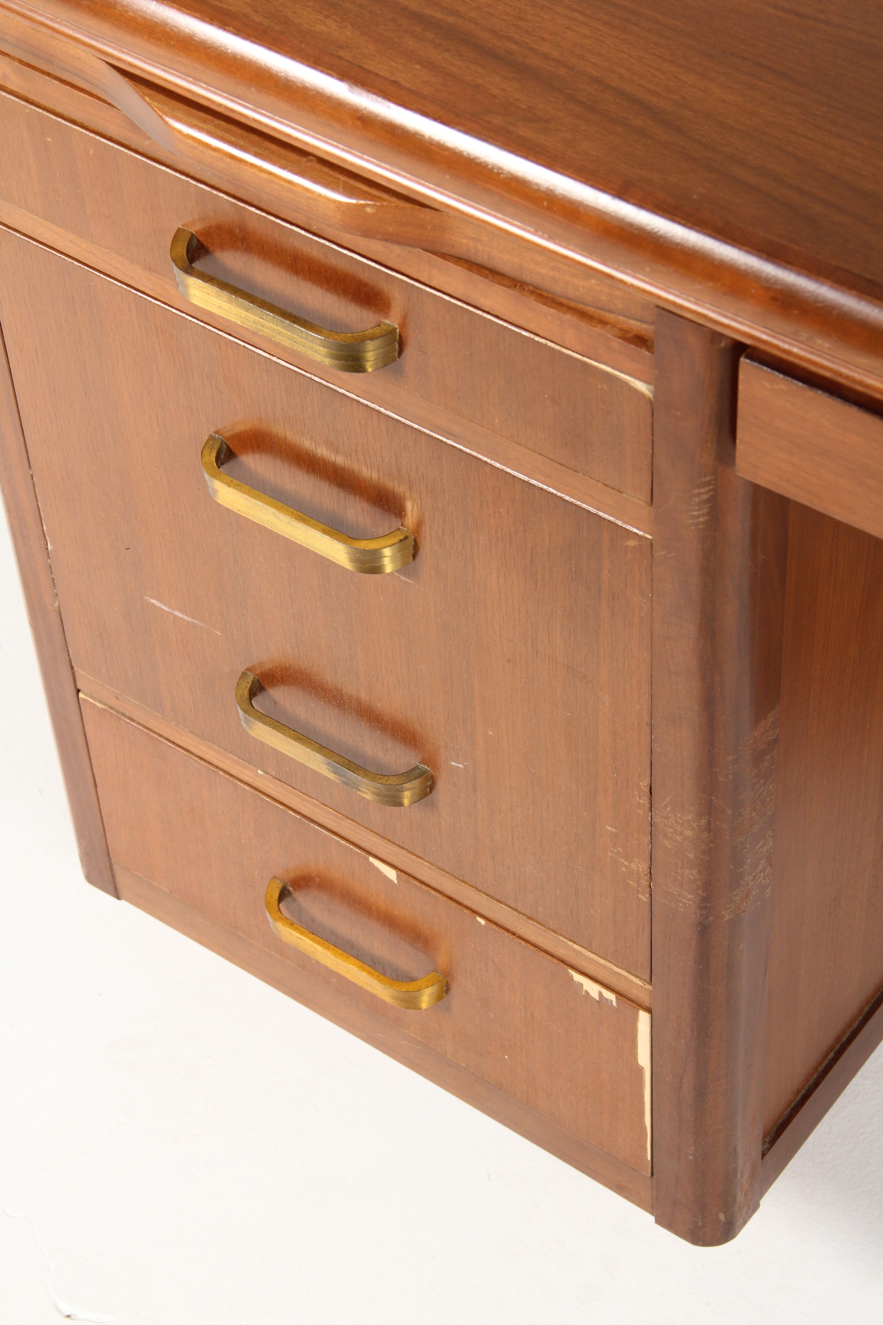 Vintage Leopold Walnut Veneer Executive Desk