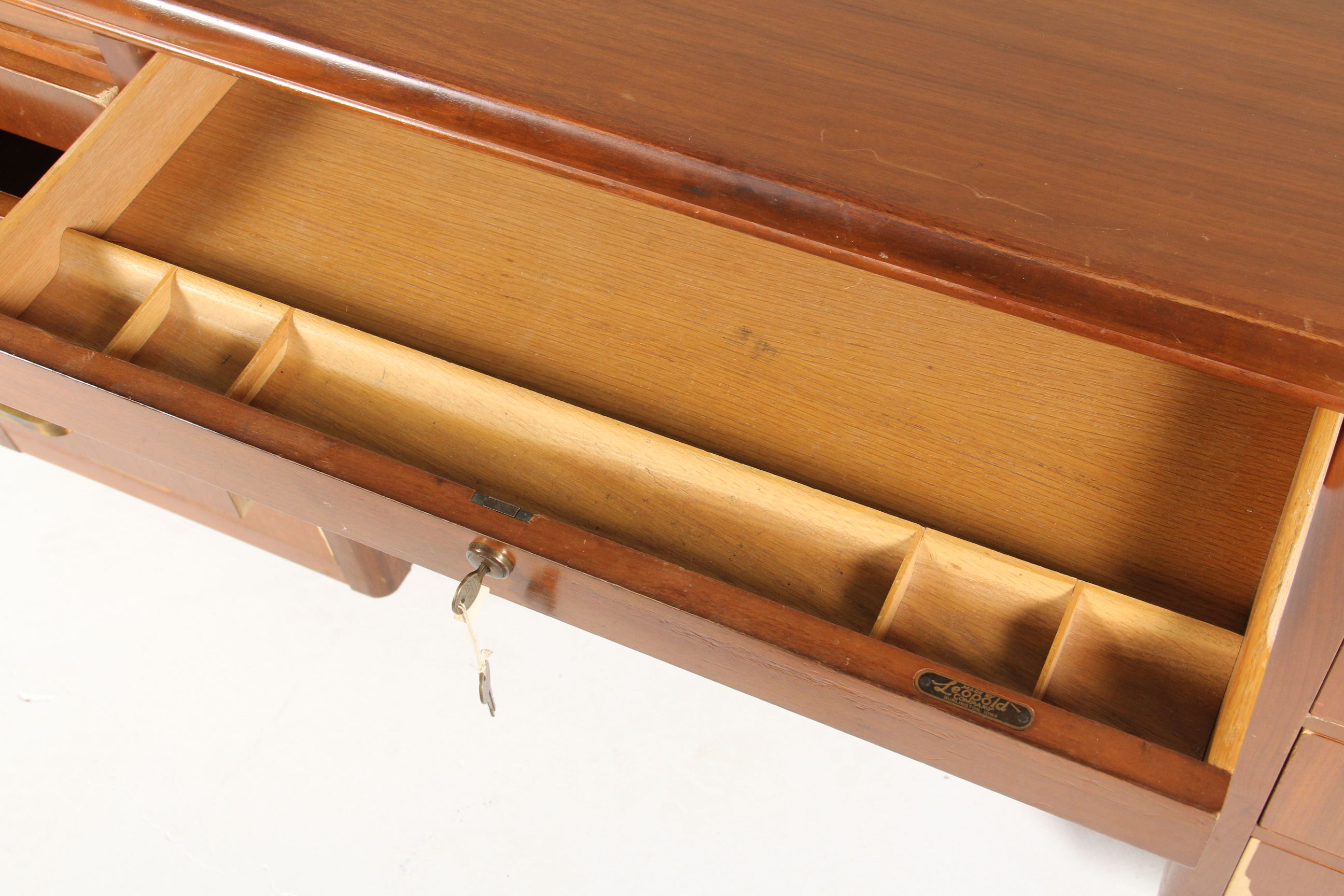 Vintage Leopold Walnut Veneer Executive Desk