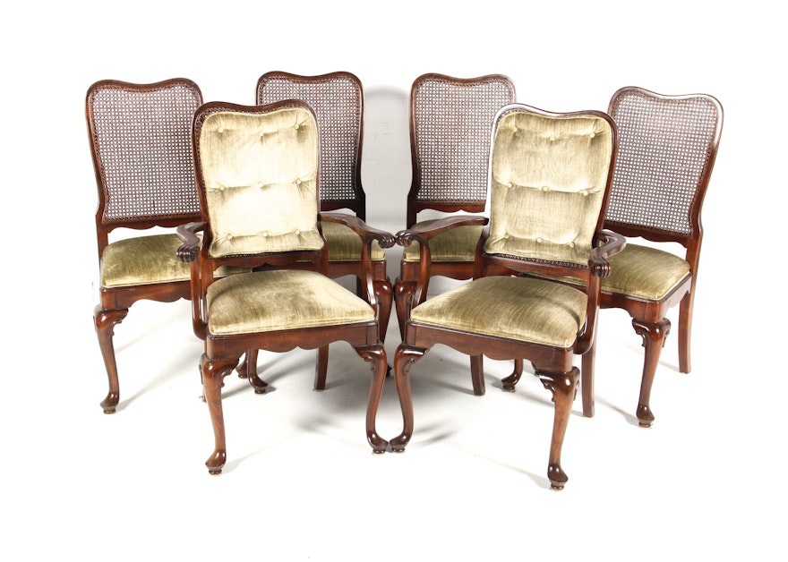 Six Vintage Ethan Allen Cane Back Chairs