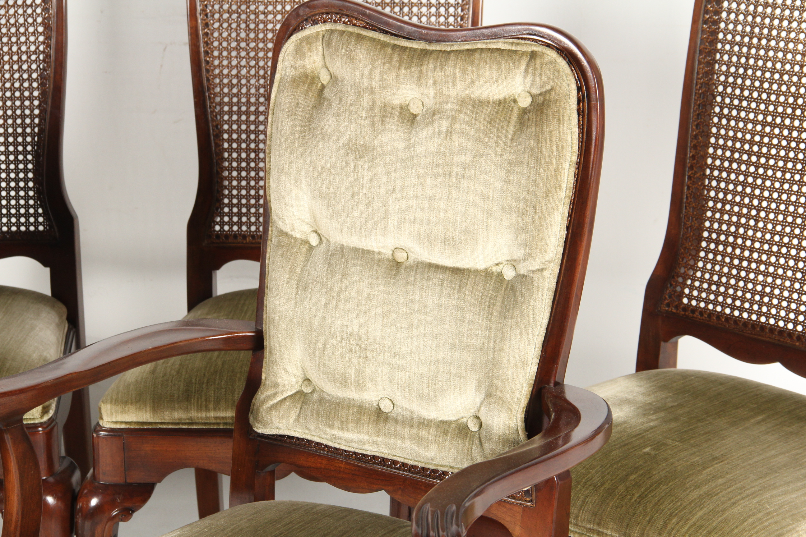 Six Vintage Ethan Allen Cane Back Chairs