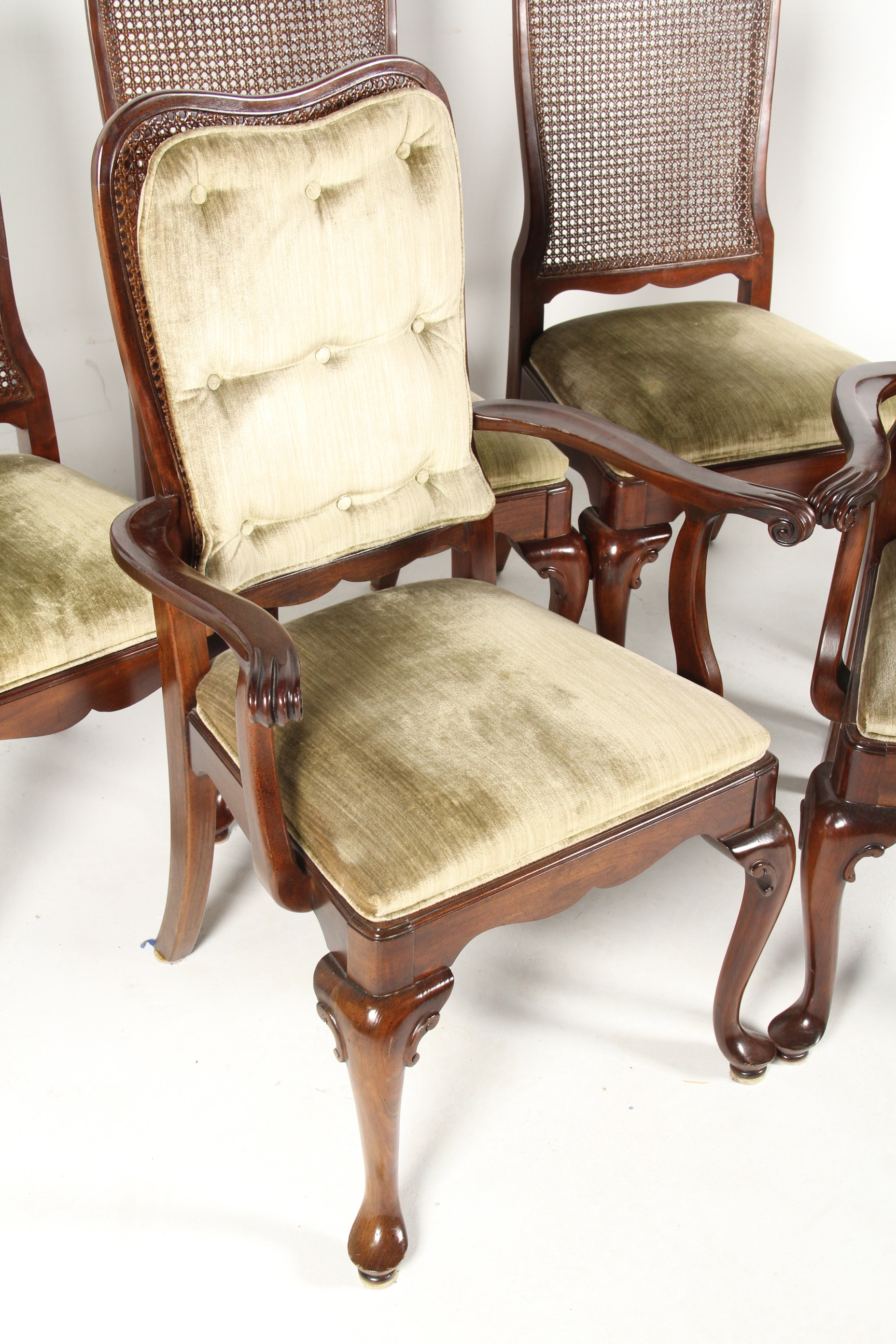 Six Vintage Ethan Allen Cane Back Chairs