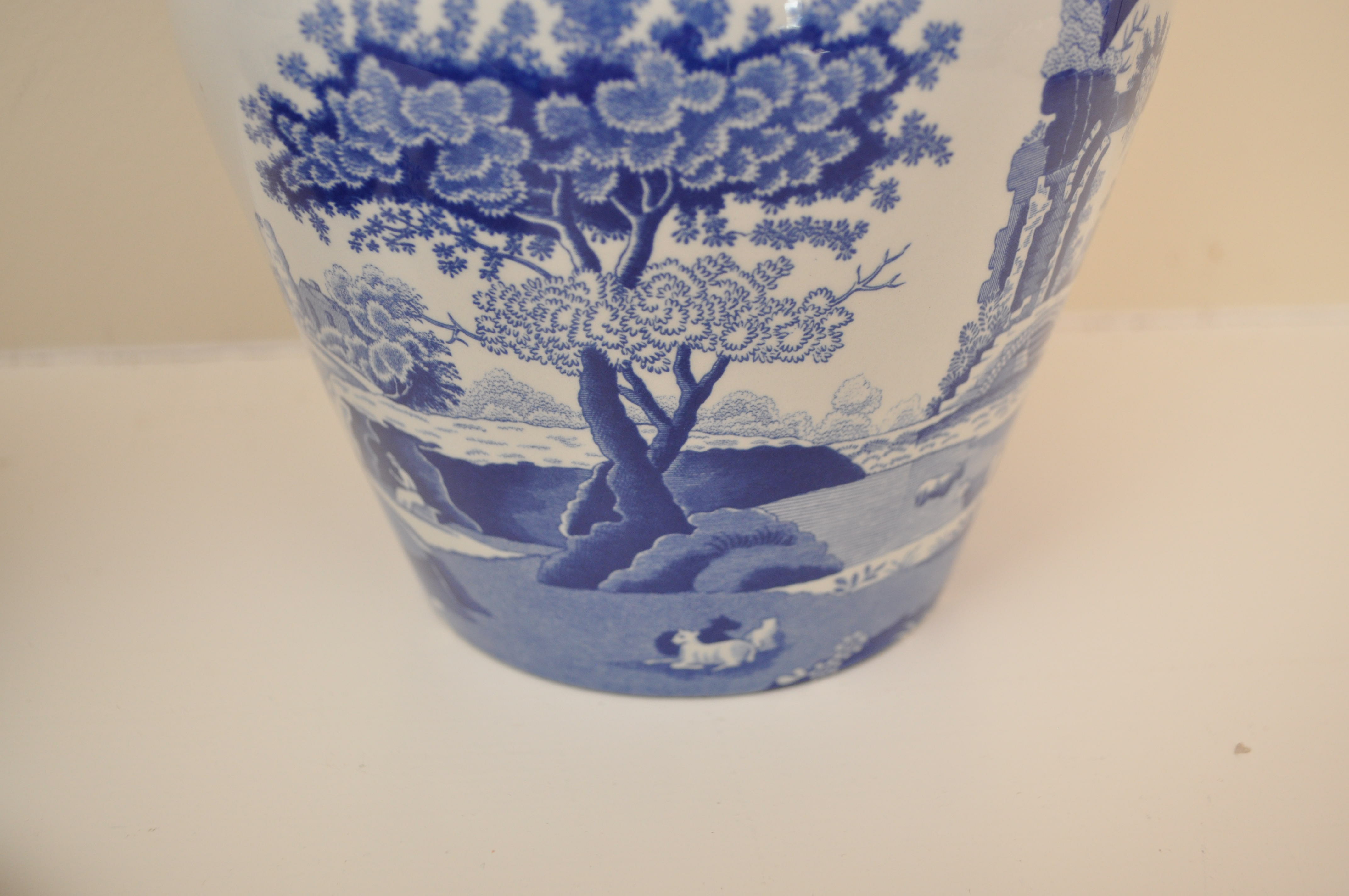 Two Spode "Blue Italian" Lidded Urns