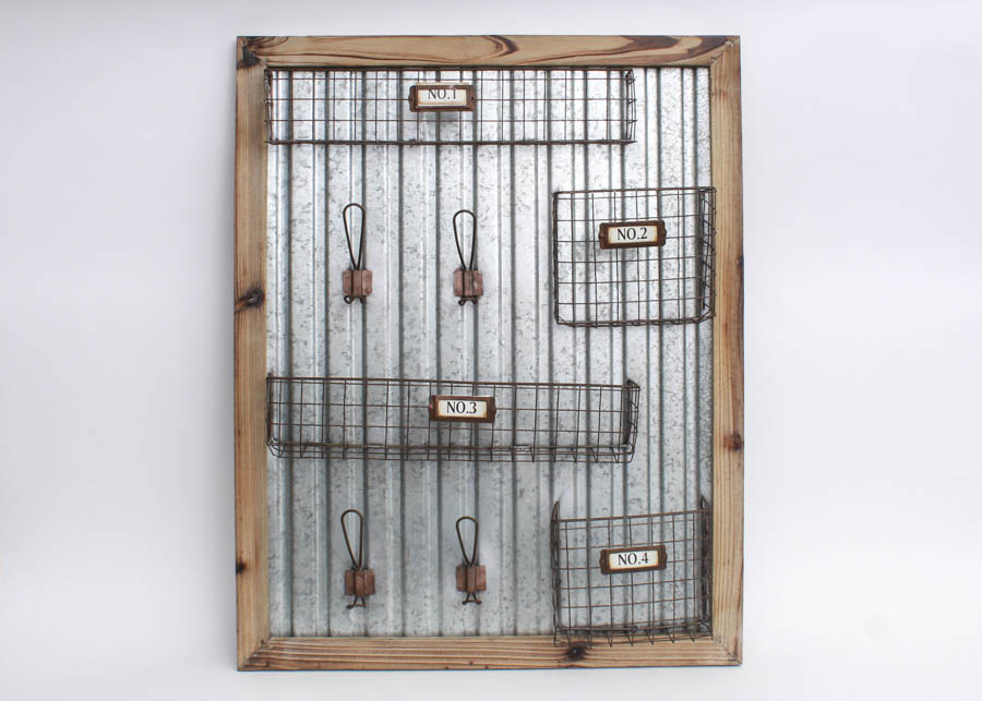 Organizational Board with Baskets and Hooks