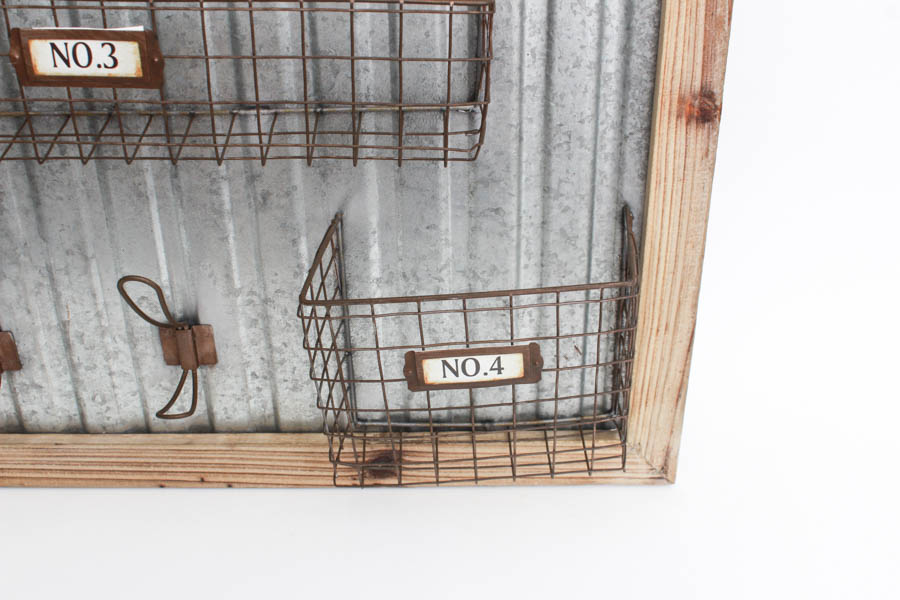 Organizational Board with Baskets and Hooks