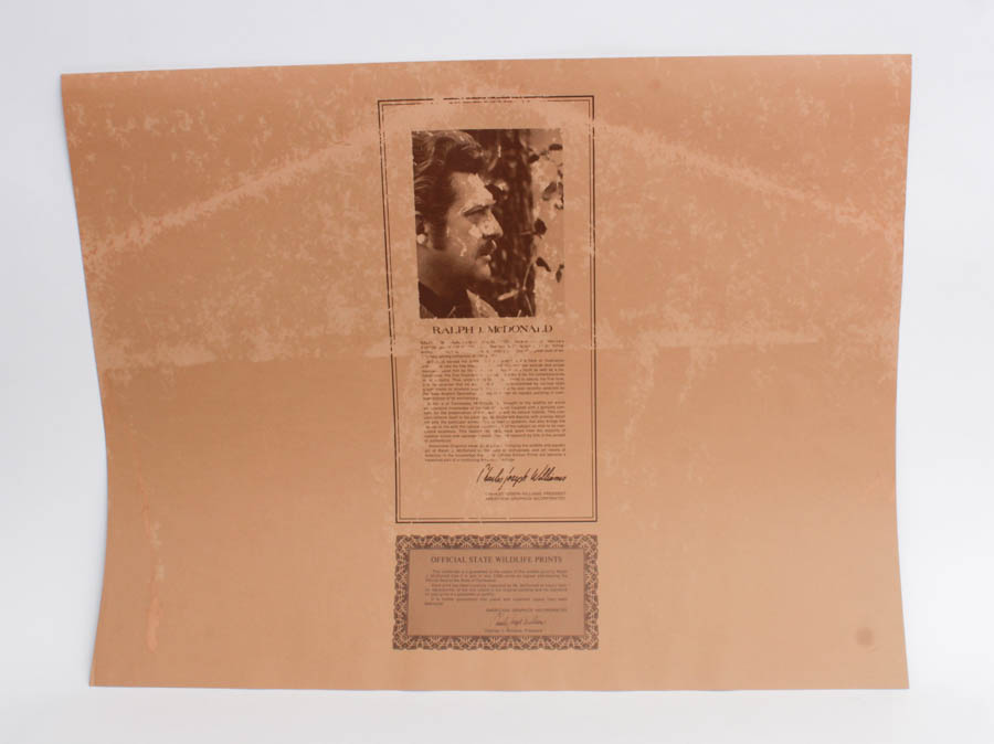 Signed Ralph J. McDonald Tennessee Mockingbird Lithograph