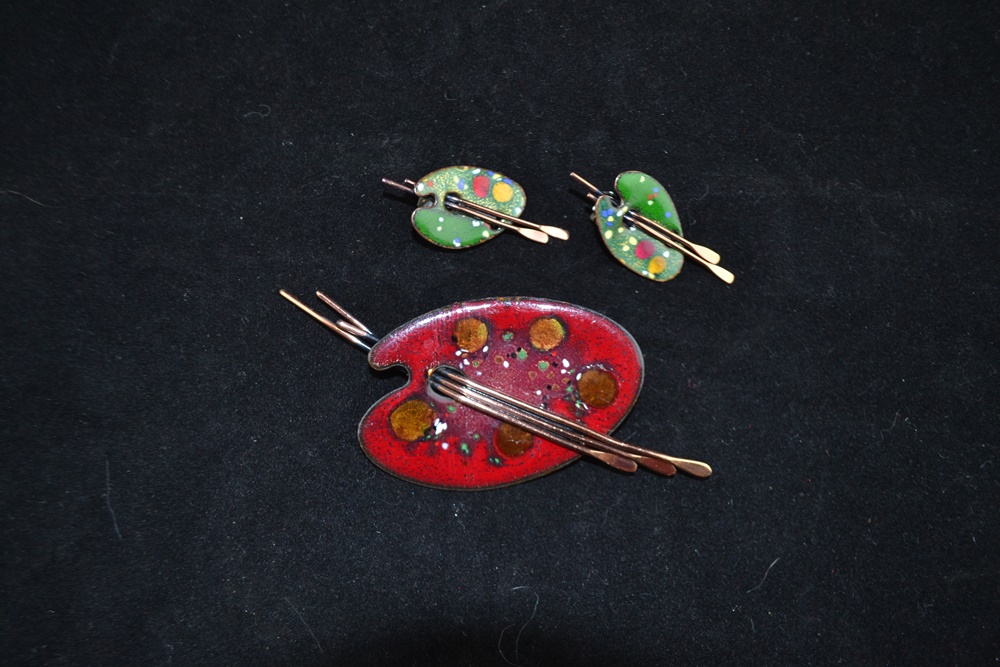 Vintage 1950s Renoir-Matisse Painter's Palette Demi-Parure