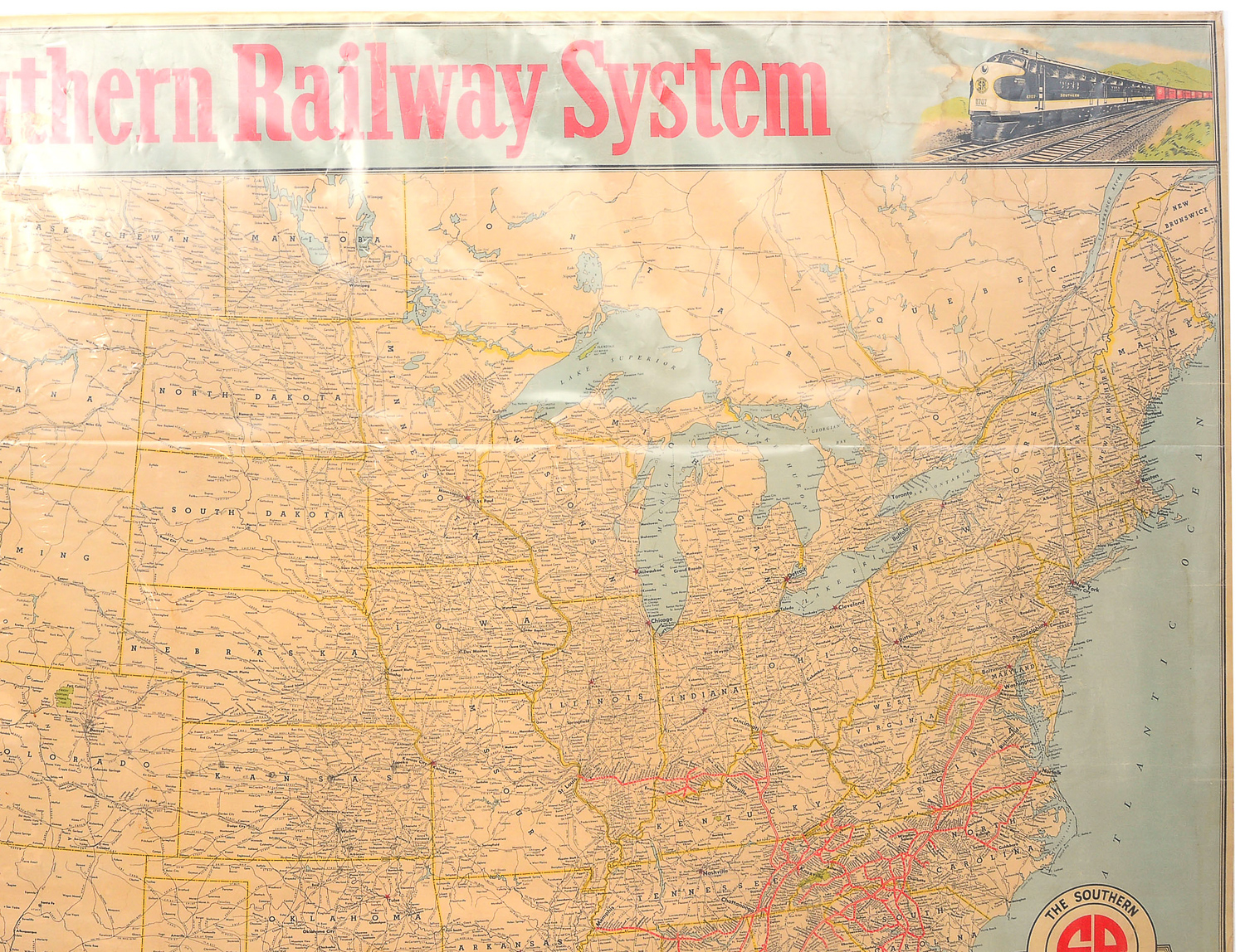 Large 1948 Southern Railway Systems Map