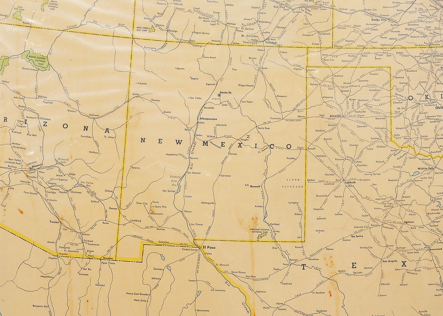 Large 1948 Southern Railway Systems Map