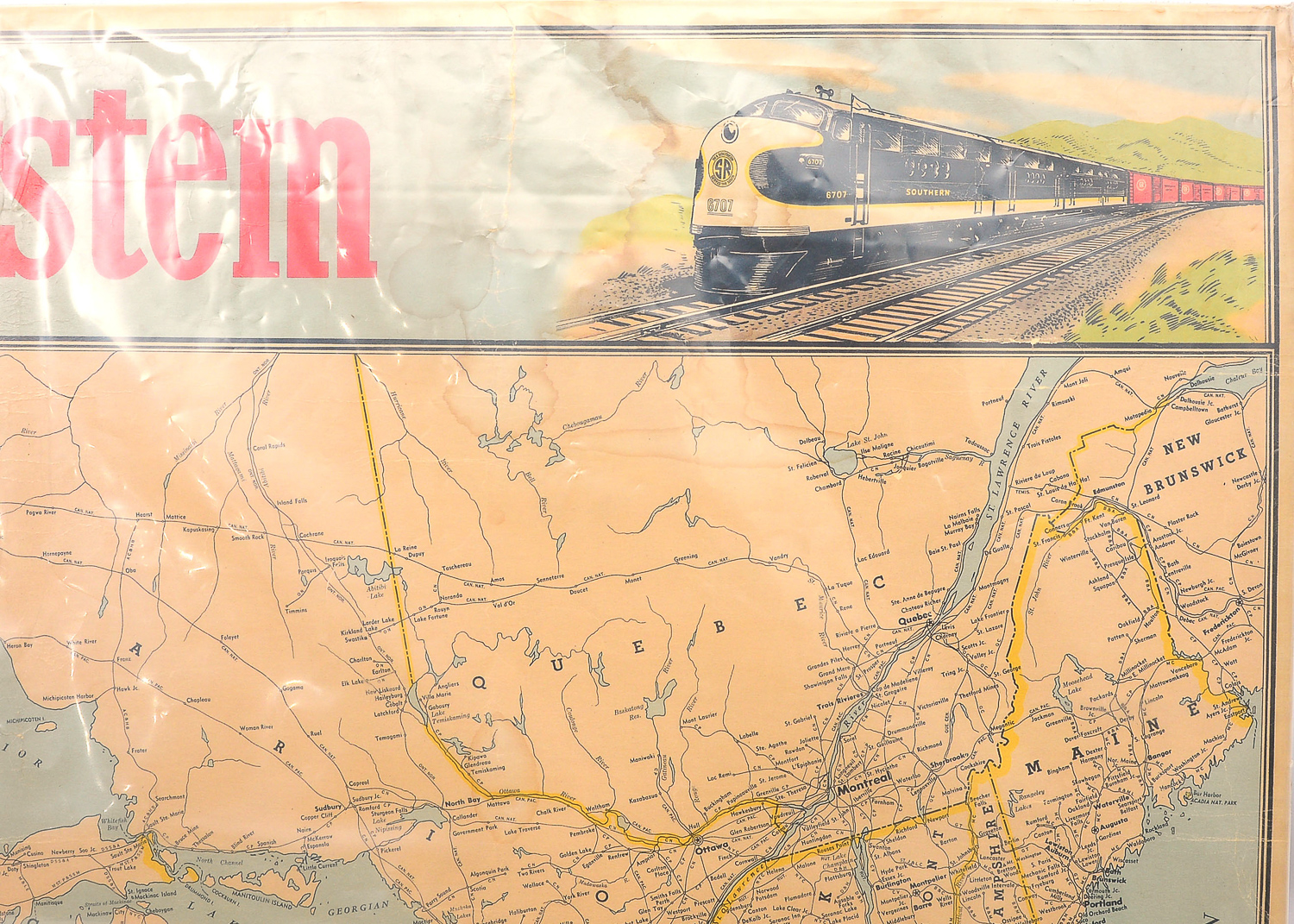 Large 1948 Southern Railway Systems Map