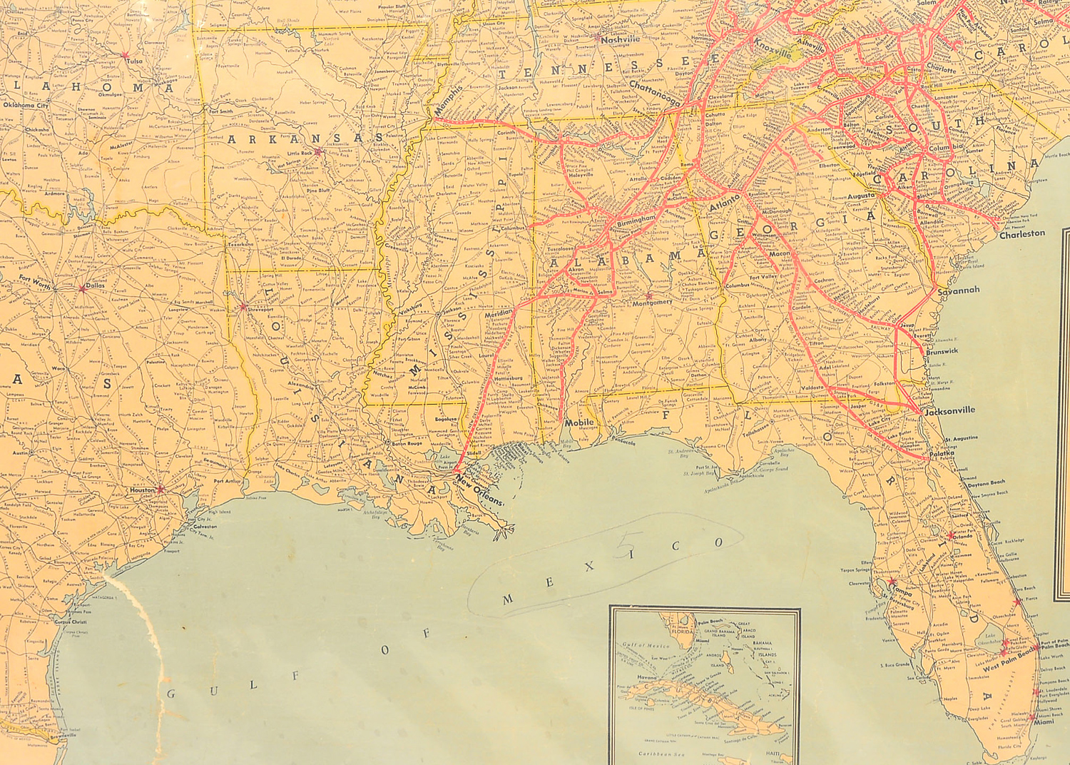 Large 1948 Southern Railway Systems Map