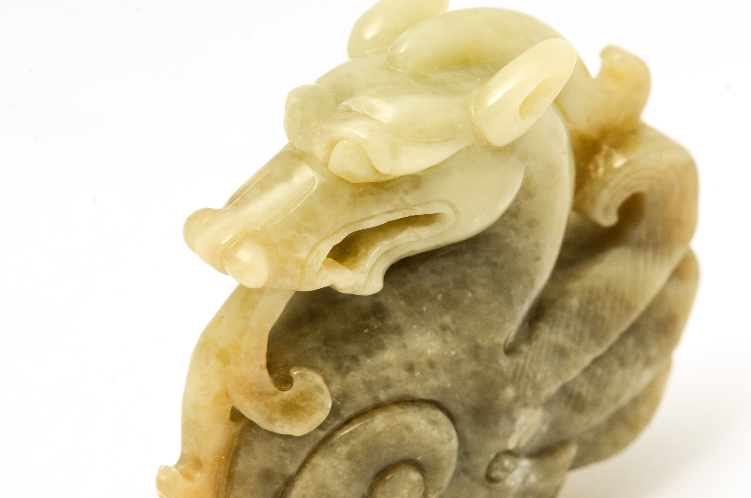 Nephrite Jade Dragon Figurine and Pendant