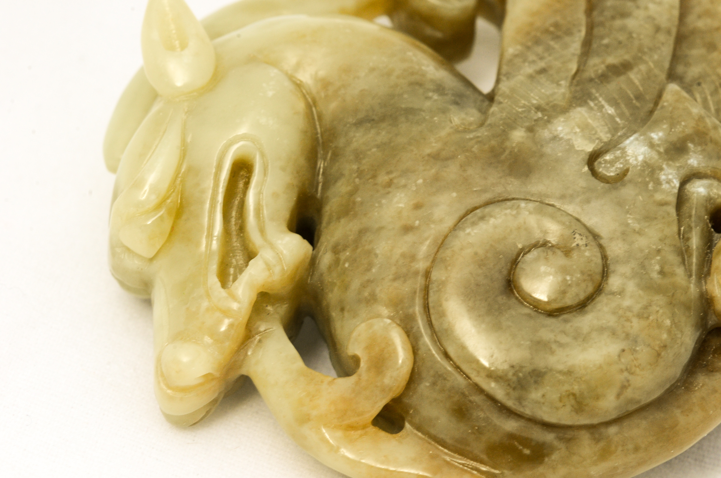 Nephrite Jade Dragon Figurine and Pendant