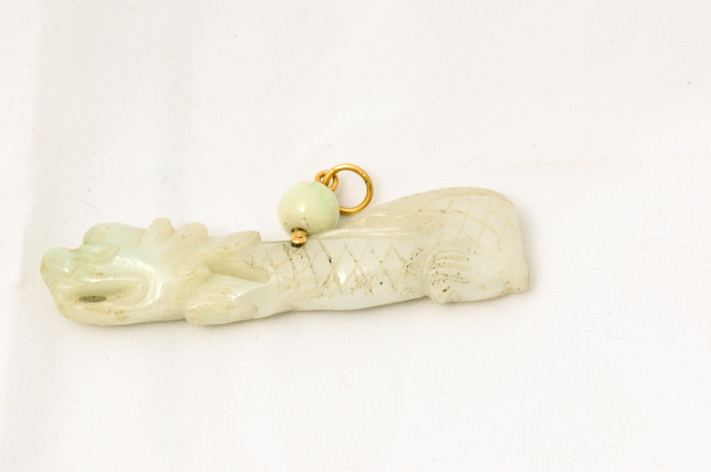 Nephrite Jade Dragon Figurine and Pendant