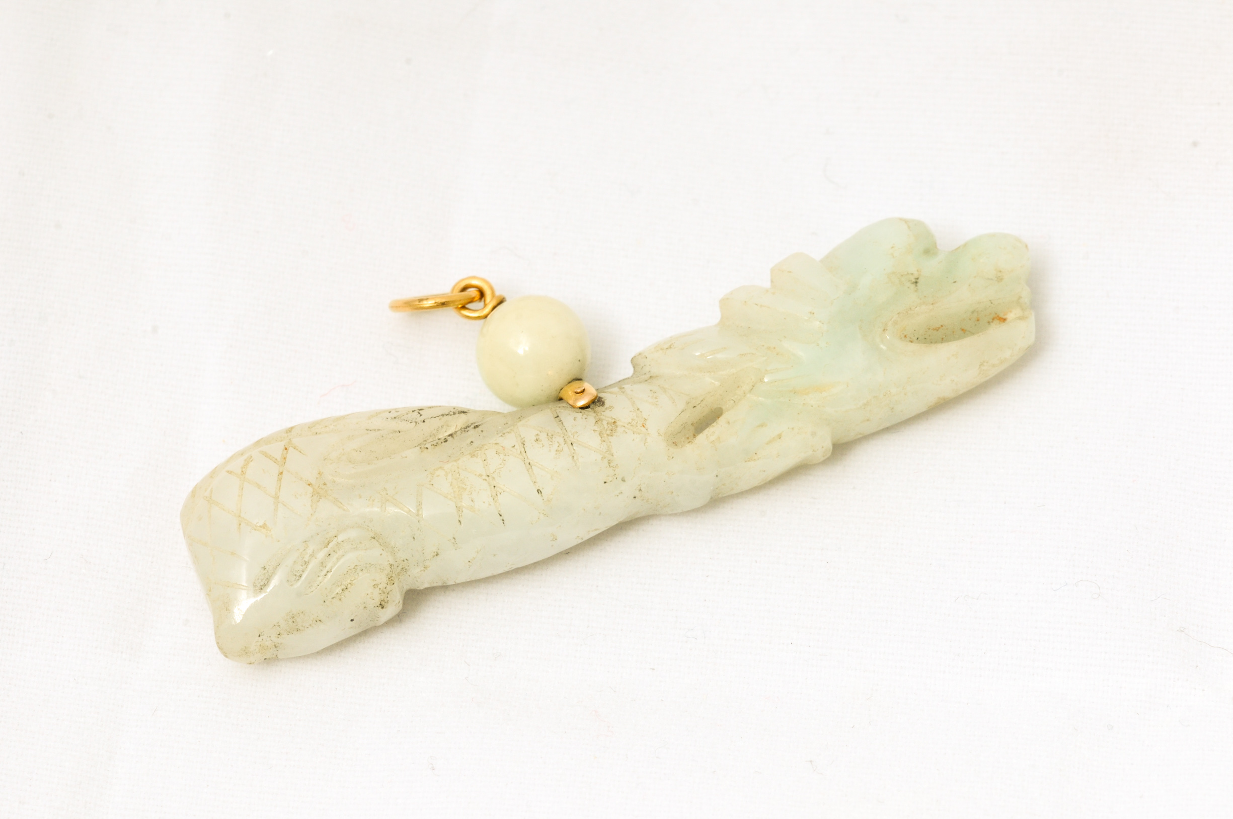 Nephrite Jade Dragon Figurine and Pendant