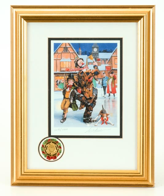 Pair of Weary Willie Christmas Offset Lithographs