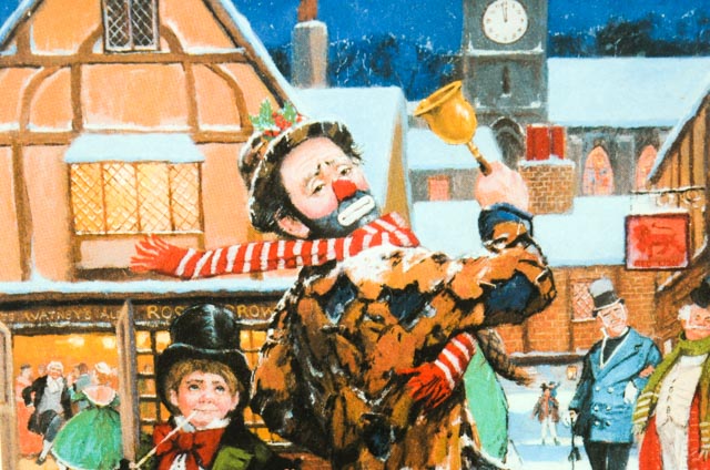 Pair of Weary Willie Christmas Offset Lithographs