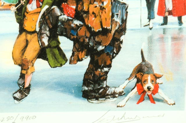 Pair of Weary Willie Christmas Offset Lithographs