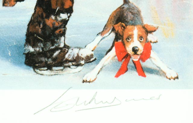 Pair of Weary Willie Christmas Offset Lithographs