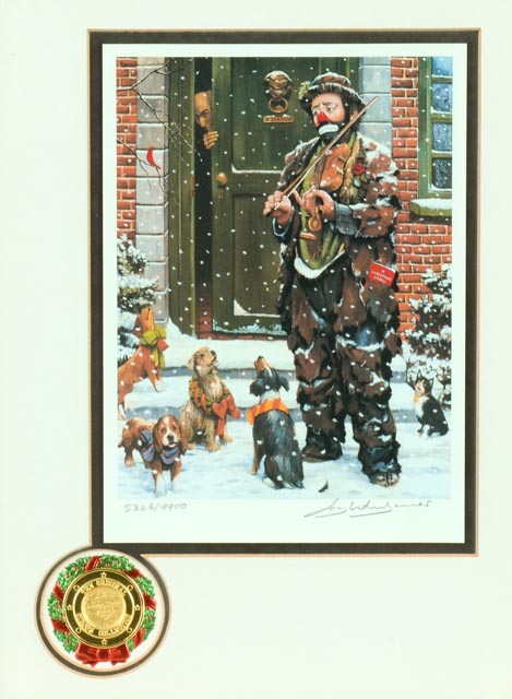 Pair of Weary Willie Christmas Offset Lithographs