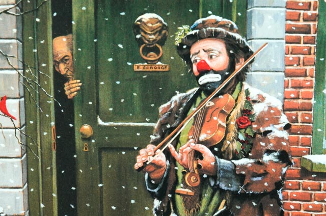 Pair of Weary Willie Christmas Offset Lithographs