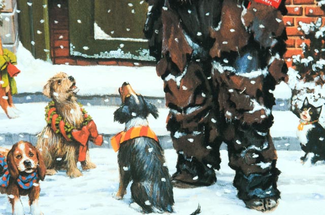 Pair of Weary Willie Christmas Offset Lithographs