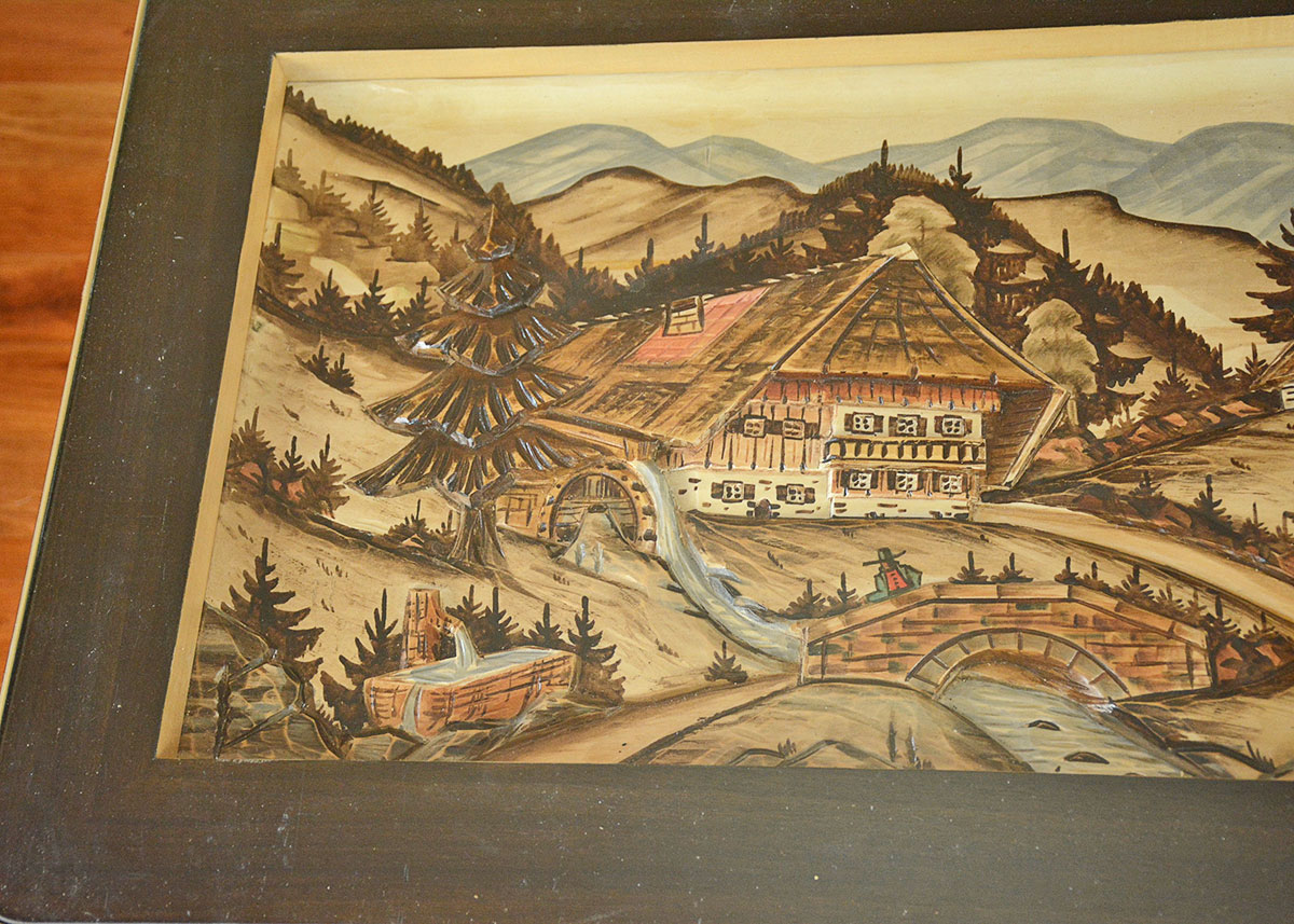 Vintage German Carved 3D Coffee Table