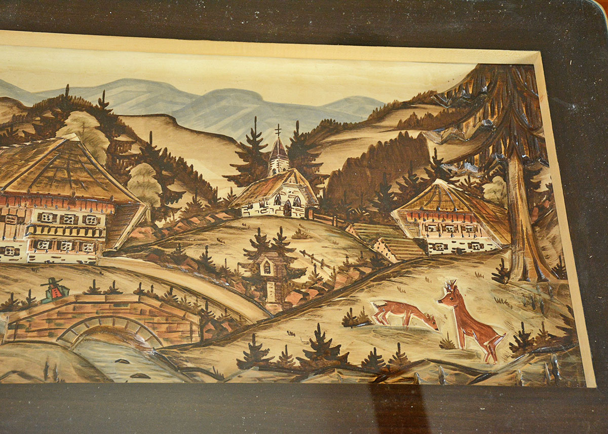 Vintage German Carved 3D Coffee Table