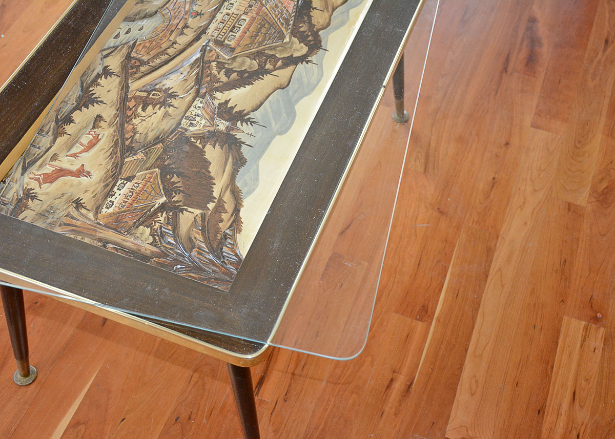 Vintage German Carved 3D Coffee Table