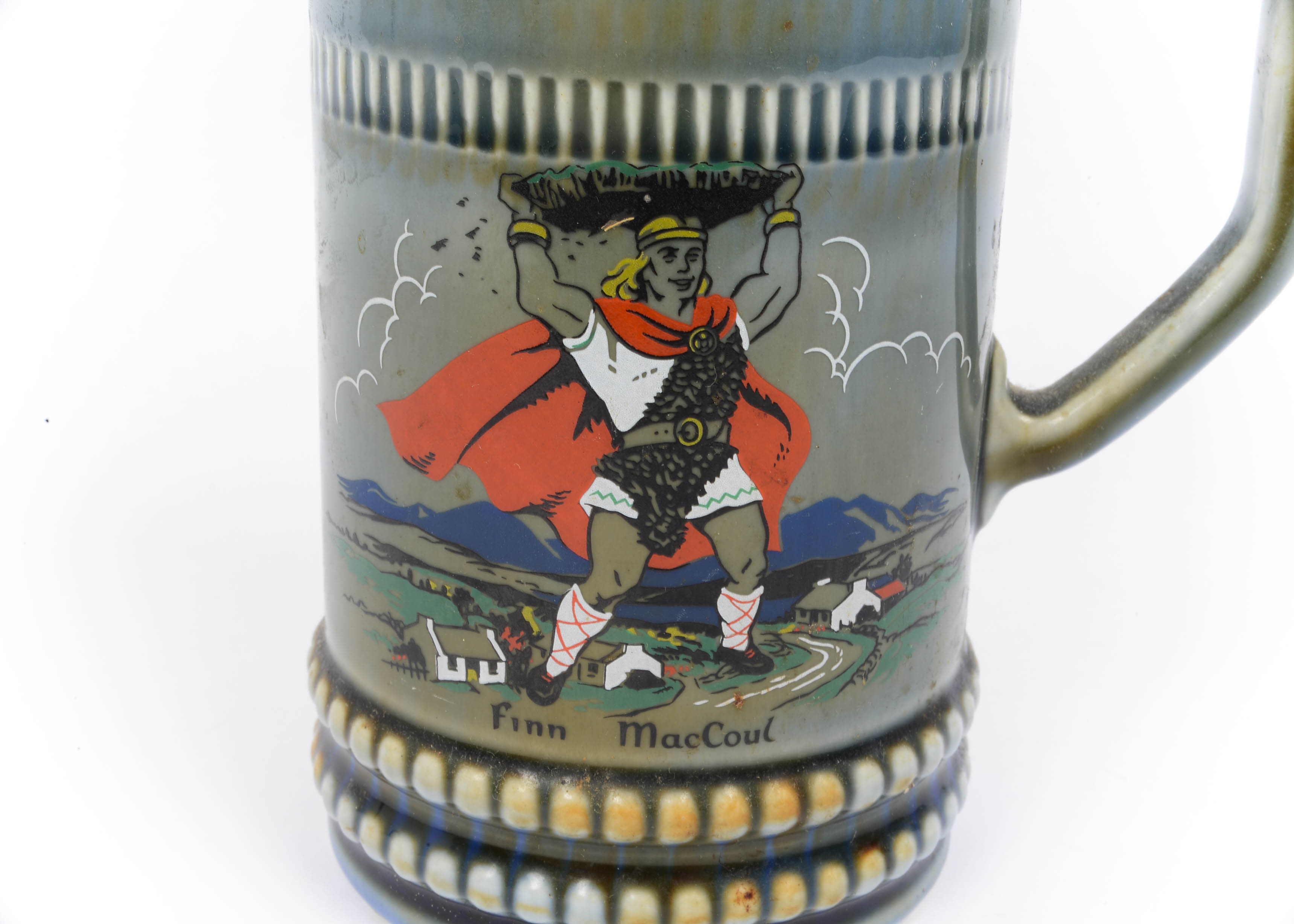 Vintage Irish Porcelain Finn MacCoul Tall Beer Stein Mug Tankard