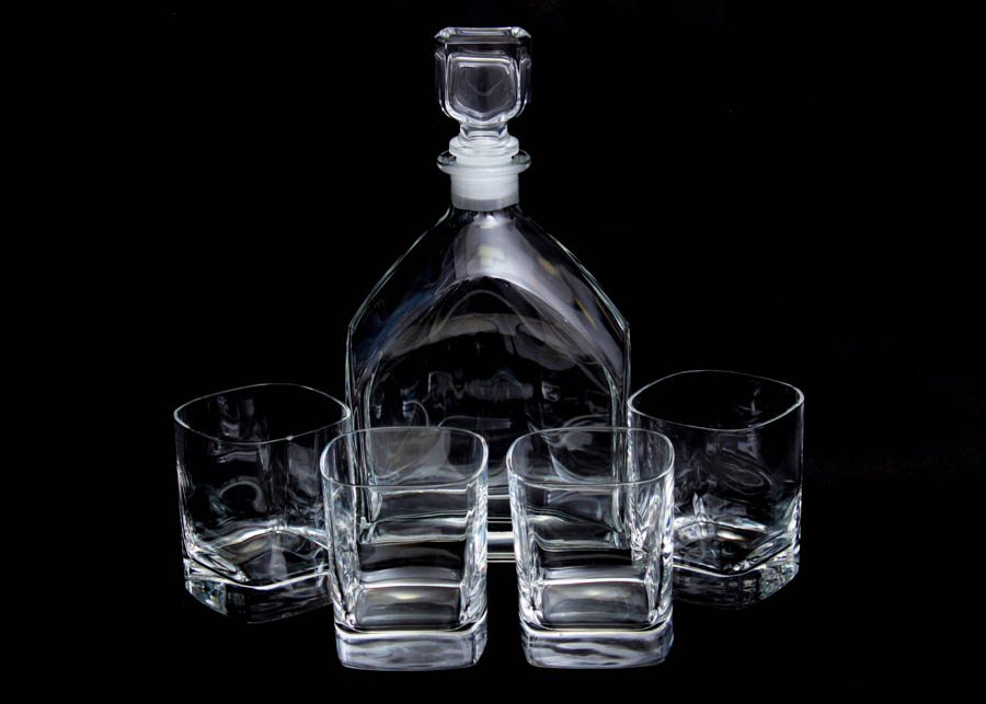 Glass Decanter and Rocks Glasses