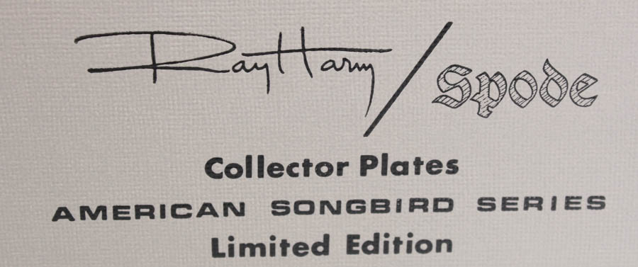 Ray Harm Spode American Songbirds Collector Plates