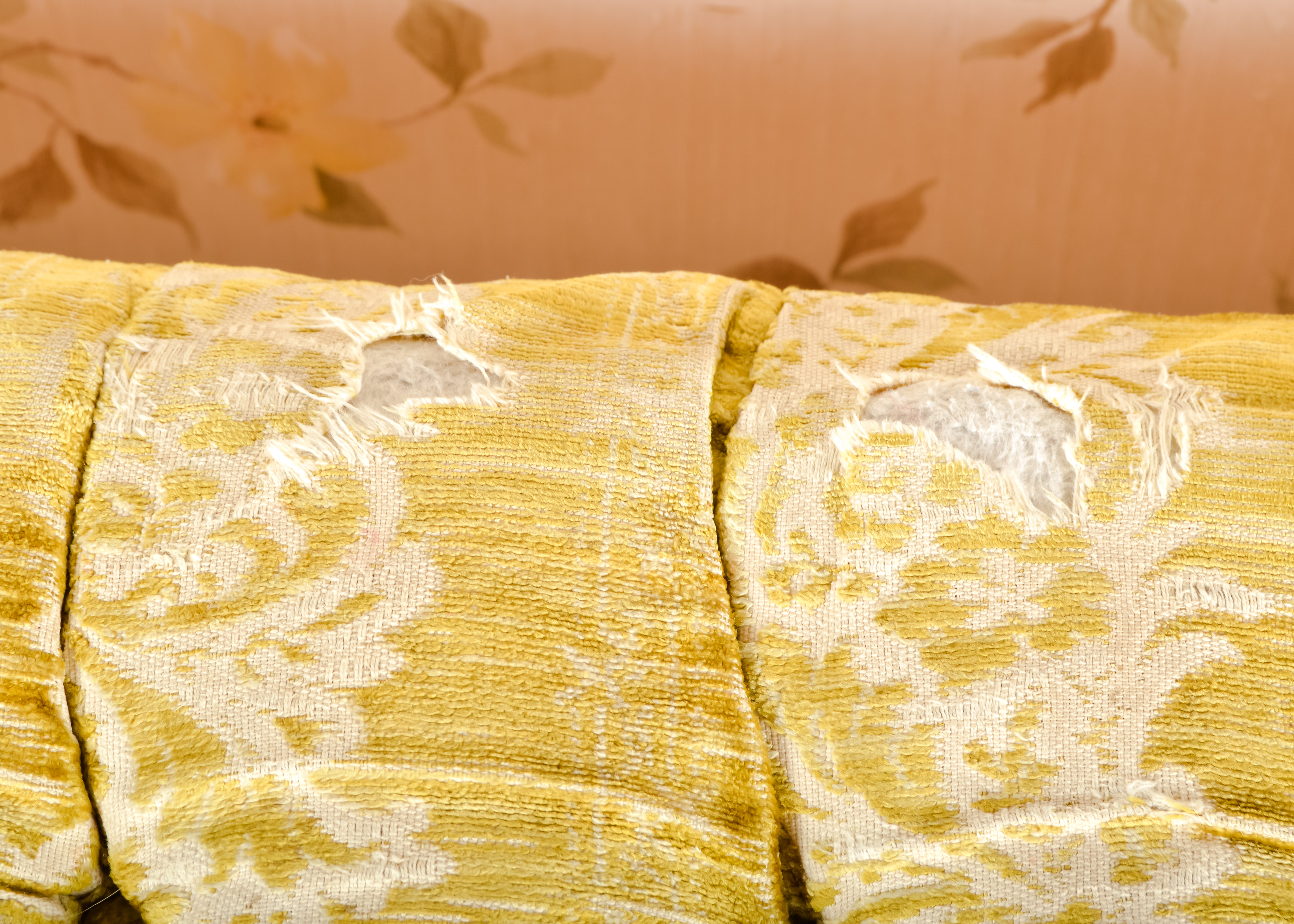 Tufted Chartreuse and White Low Bench