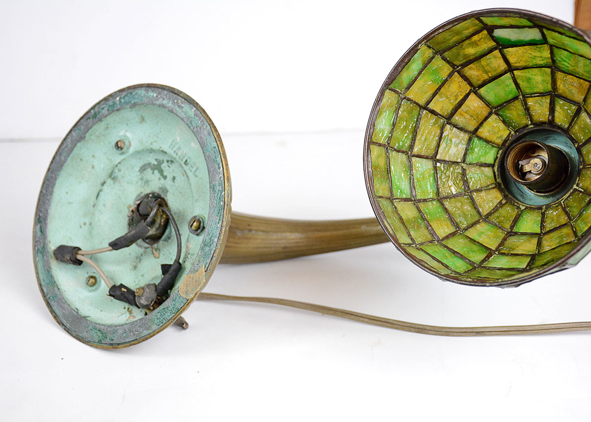 Antique Handel Art Glass Piano Lamp