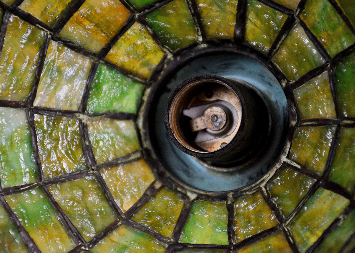 Antique Handel Art Glass Piano Lamp