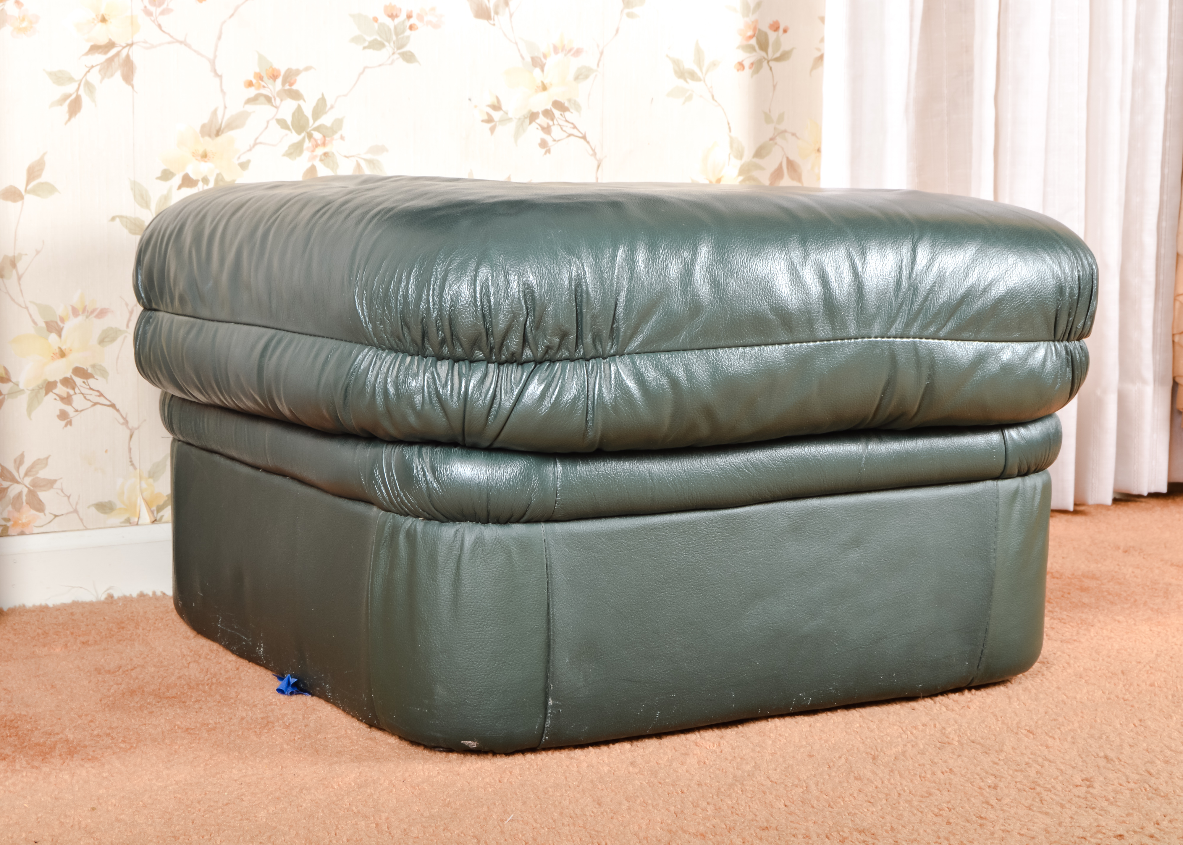 Green Leather Ottoman
