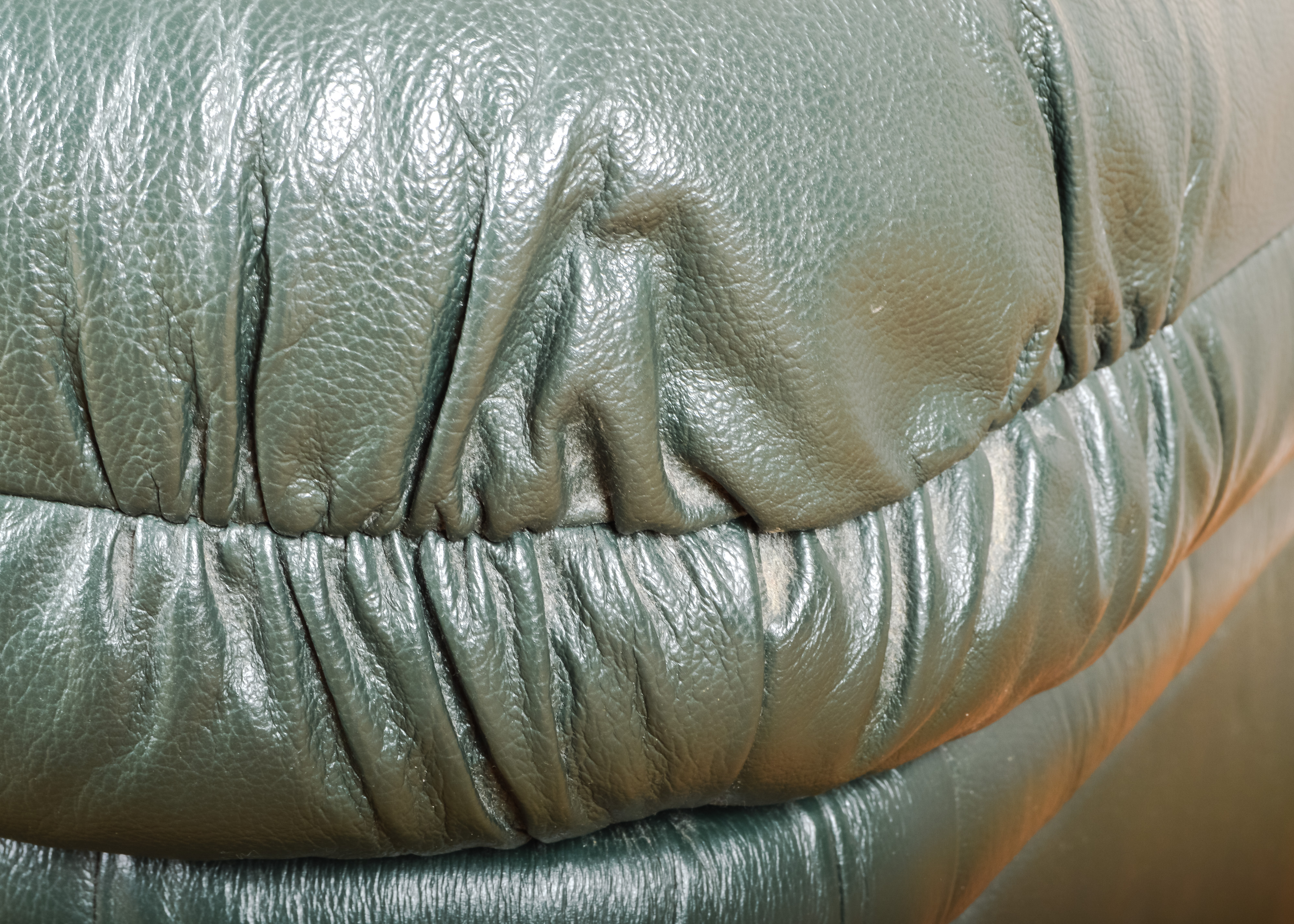 Green Leather Ottoman